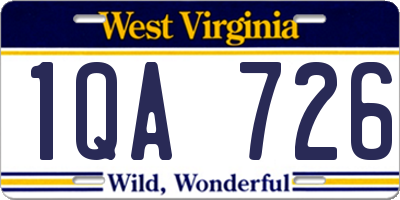 WV license plate 1QA726