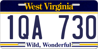 WV license plate 1QA730