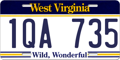 WV license plate 1QA735