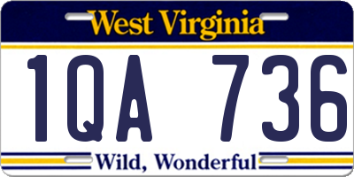 WV license plate 1QA736