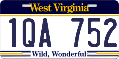 WV license plate 1QA752