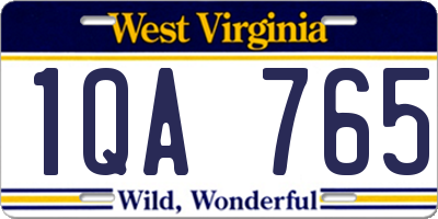 WV license plate 1QA765