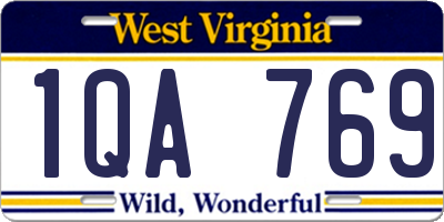 WV license plate 1QA769