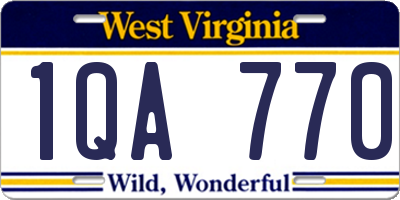 WV license plate 1QA770