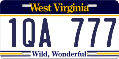WV license plate 1QA777