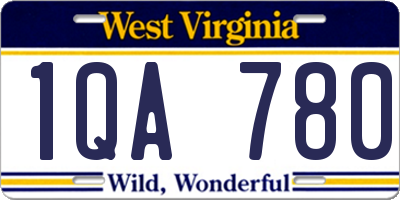 WV license plate 1QA780