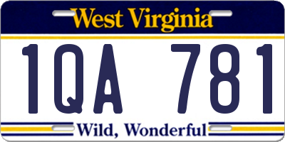 WV license plate 1QA781
