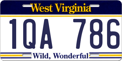 WV license plate 1QA786