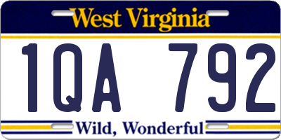 WV license plate 1QA792