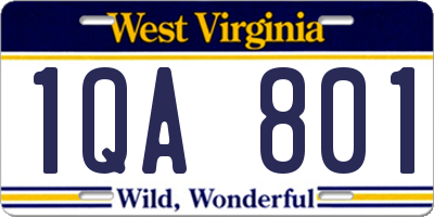 WV license plate 1QA801