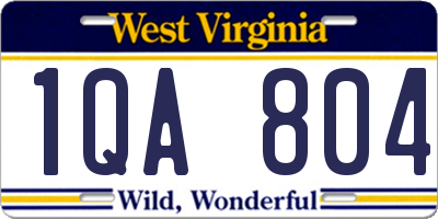 WV license plate 1QA804