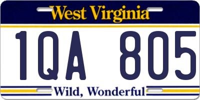 WV license plate 1QA805