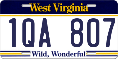 WV license plate 1QA807