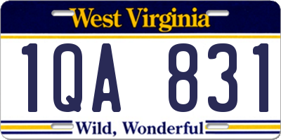 WV license plate 1QA831
