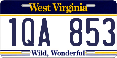 WV license plate 1QA853