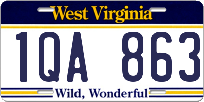 WV license plate 1QA863