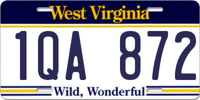 WV license plate 1QA872