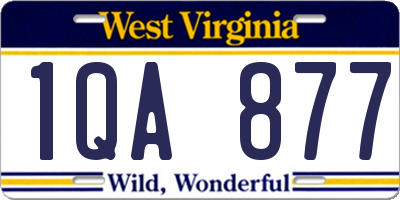 WV license plate 1QA877