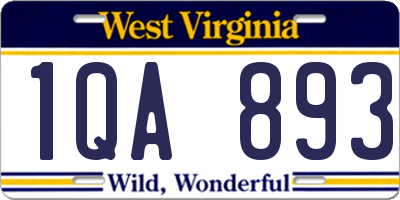 WV license plate 1QA893