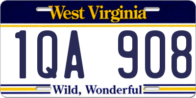 WV license plate 1QA908