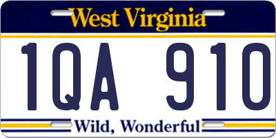 WV license plate 1QA910