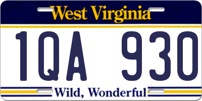 WV license plate 1QA930