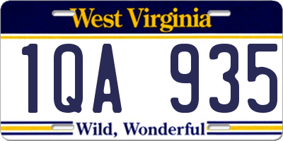 WV license plate 1QA935