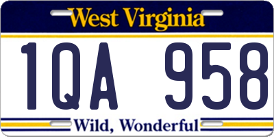 WV license plate 1QA958
