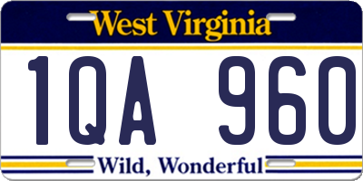 WV license plate 1QA960