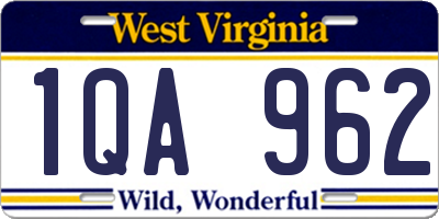 WV license plate 1QA962