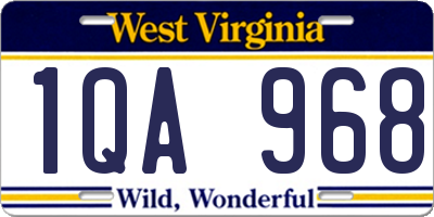 WV license plate 1QA968