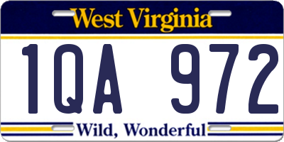 WV license plate 1QA972