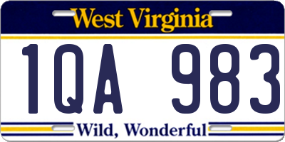 WV license plate 1QA983