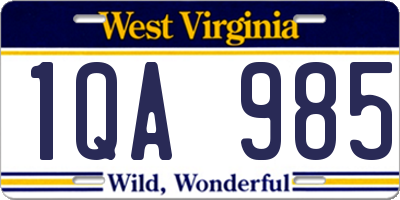 WV license plate 1QA985