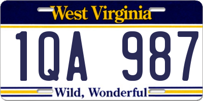 WV license plate 1QA987