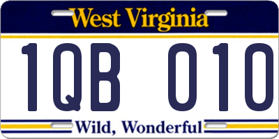 WV license plate 1QB010