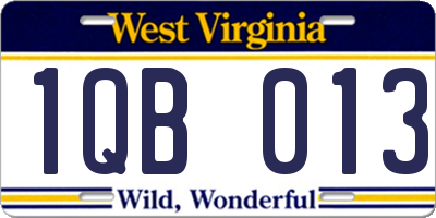 WV license plate 1QB013