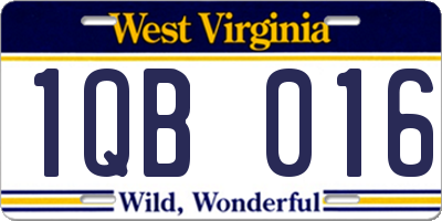 WV license plate 1QB016