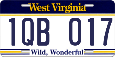 WV license plate 1QB017