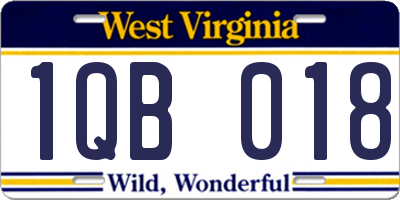 WV license plate 1QB018