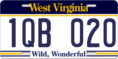 WV license plate 1QB020