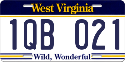 WV license plate 1QB021