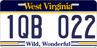 WV license plate 1QB022