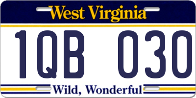 WV license plate 1QB030