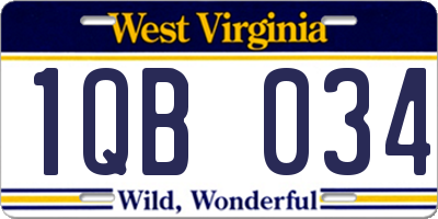 WV license plate 1QB034