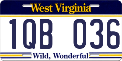 WV license plate 1QB036