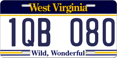 WV license plate 1QB080