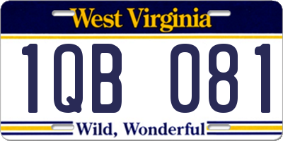 WV license plate 1QB081