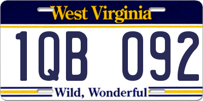 WV license plate 1QB092