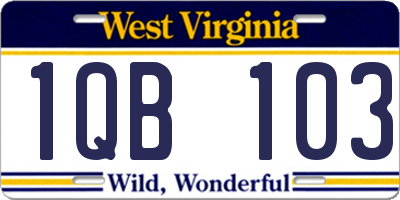 WV license plate 1QB103